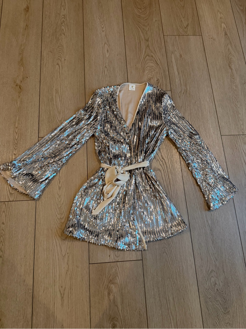 Sequin Wrap Dress in Silver - Women's Dress no tags, but never wore it